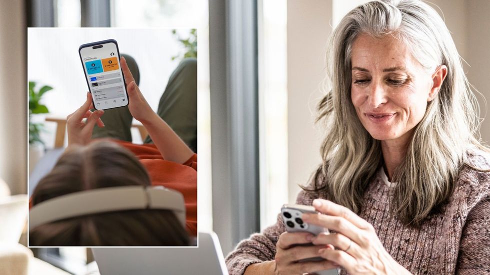 Woman on phone and bank account