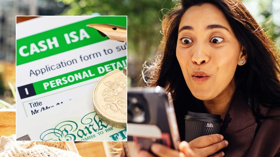 Woman on phone and cash ISA form