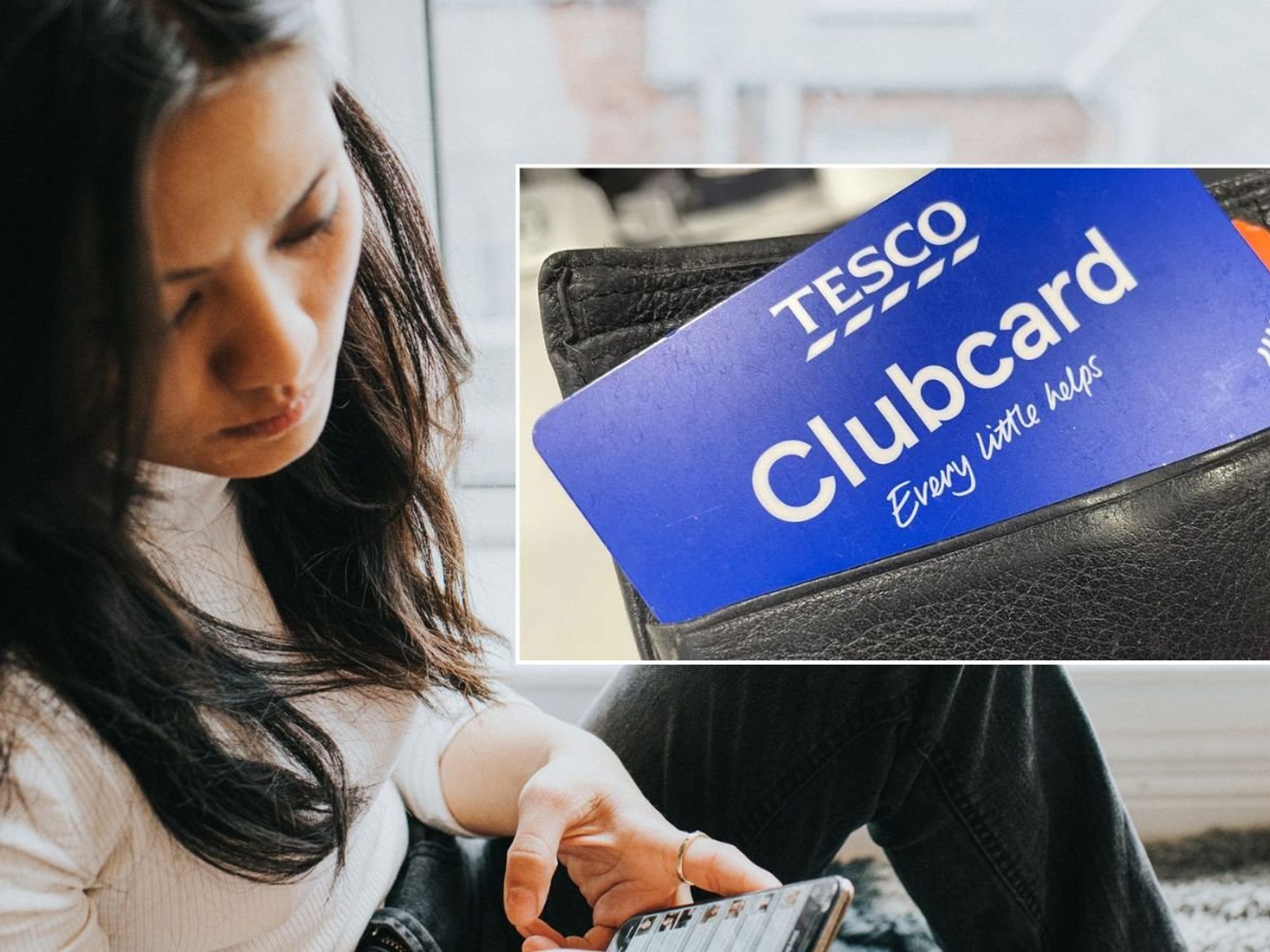 Woman on phone and Clubcard