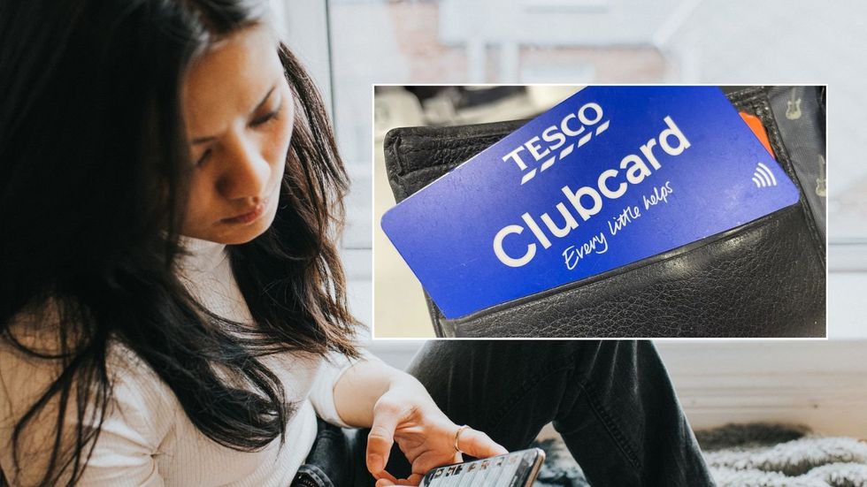 Woman on phone and Clubcard