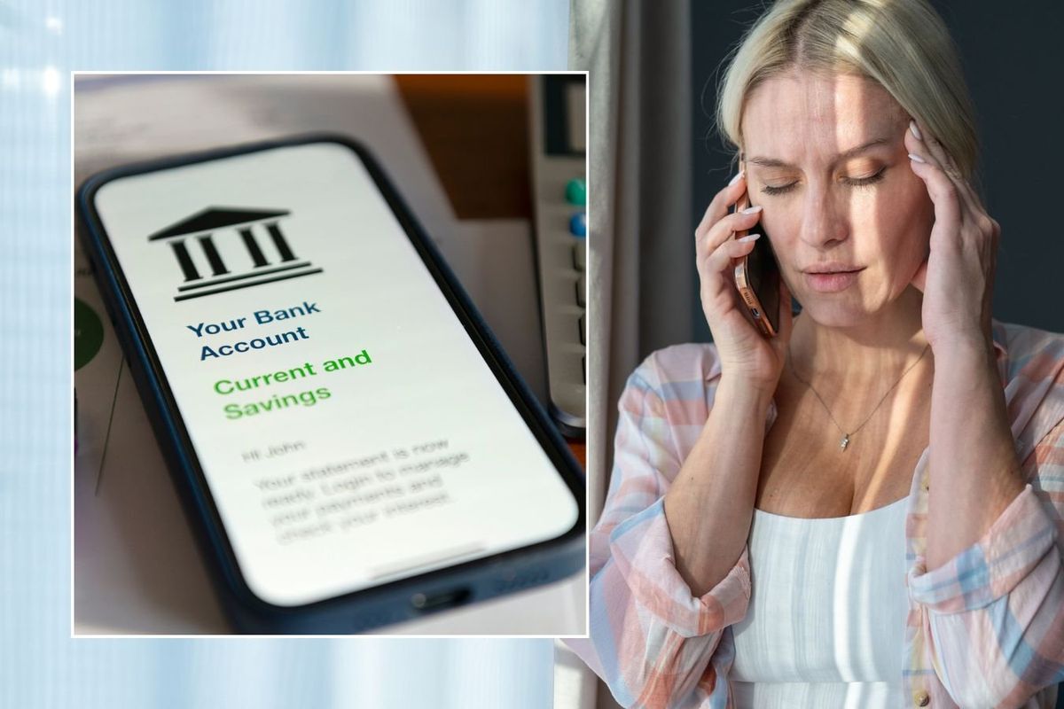 Woman on phone and current account online banking