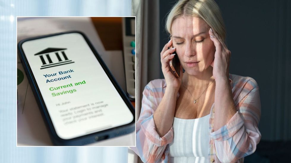 Woman on phone and current account online banking