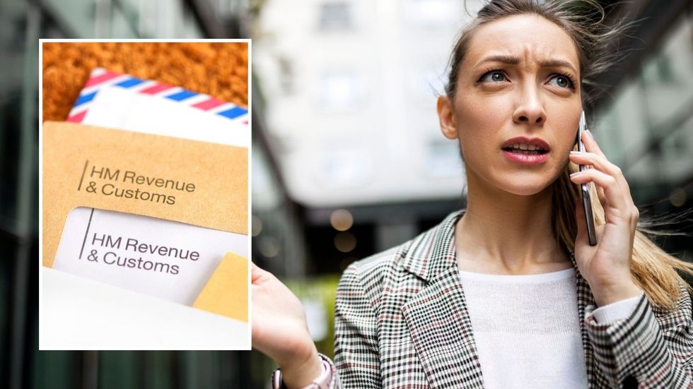 Woman on phone and HMRC letter