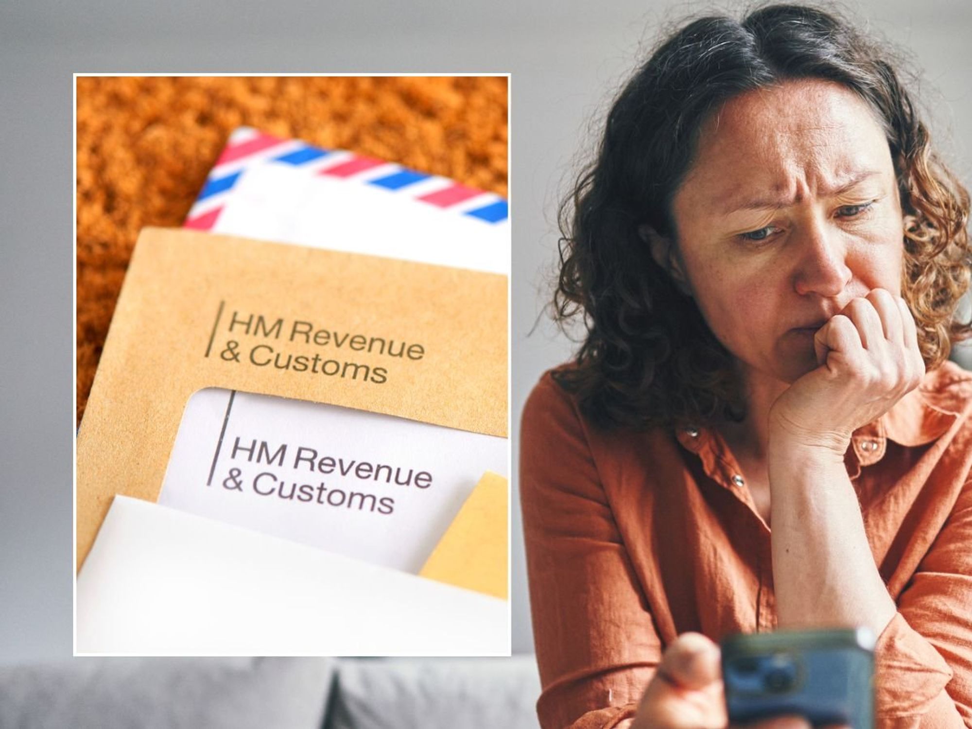 Woman on phone and HMRC letter