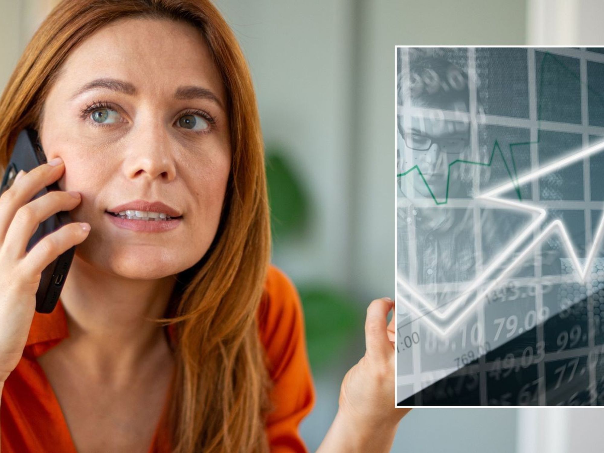 Woman on phone and interest rate rise