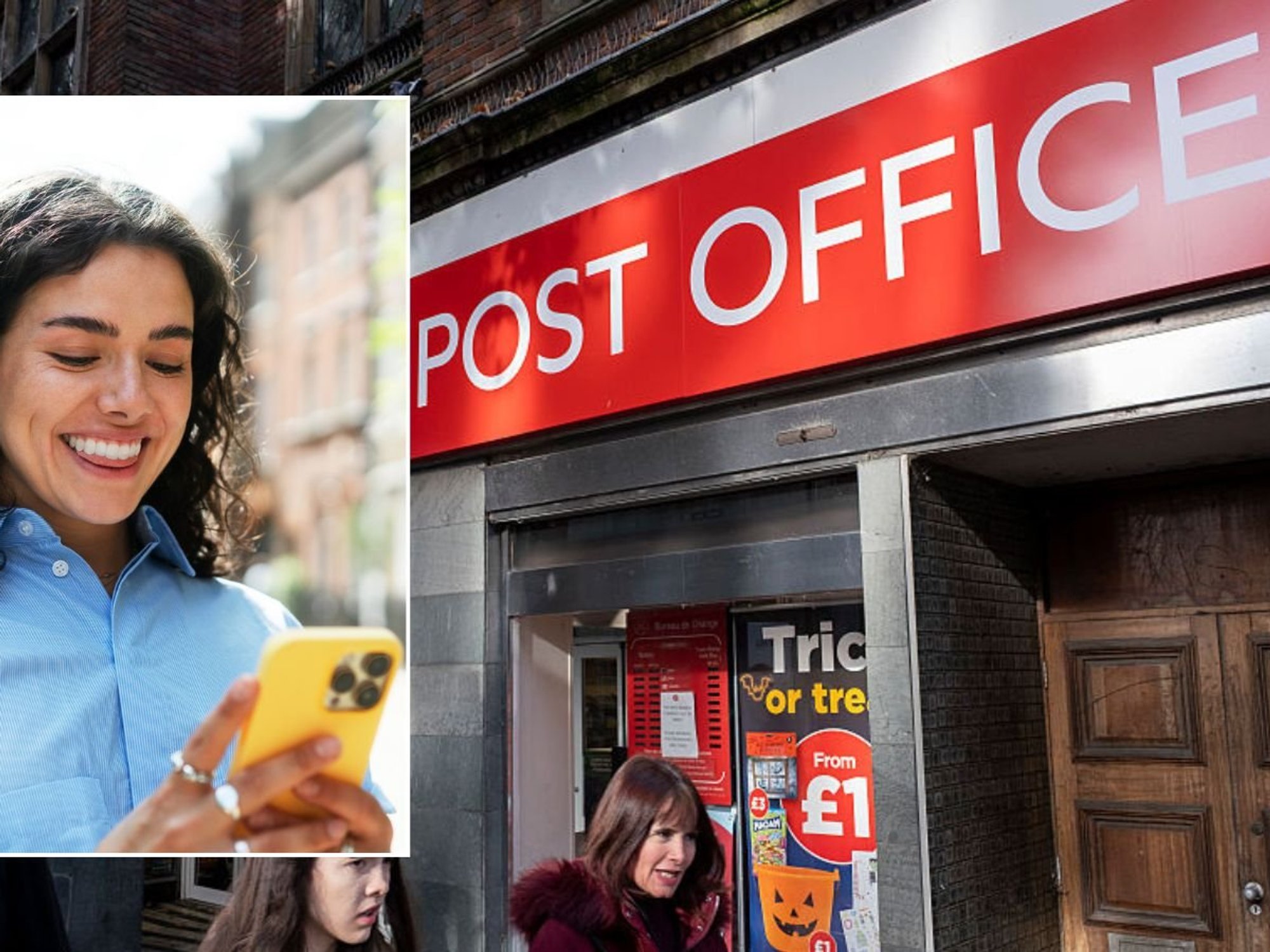 Woman on phone and Post Office