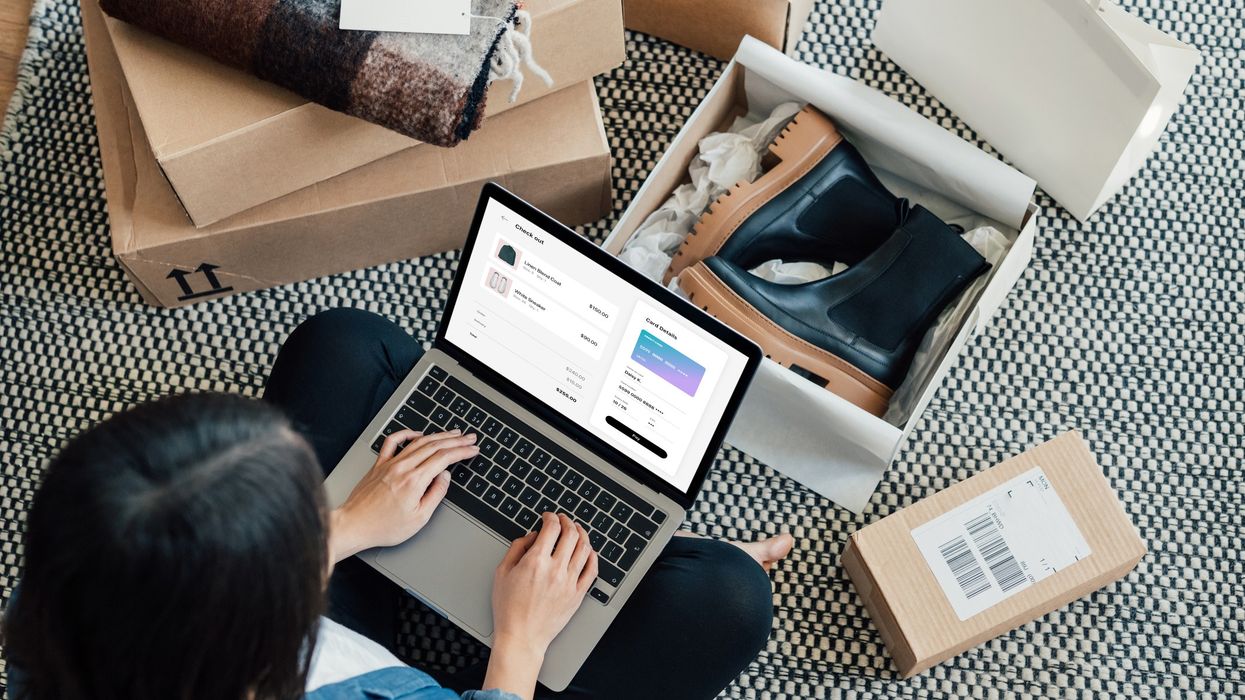 Woman online shopping