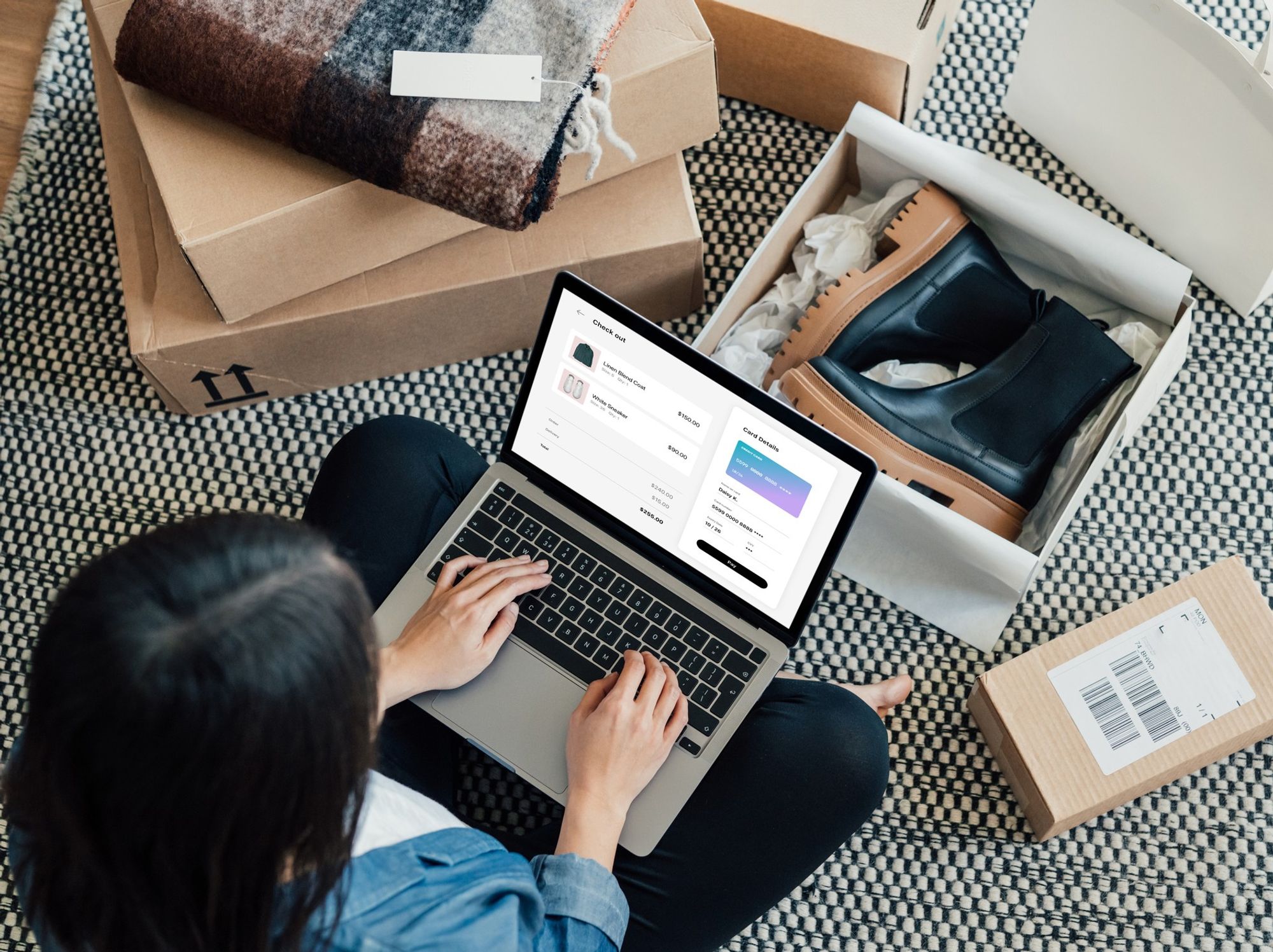 Woman online shopping