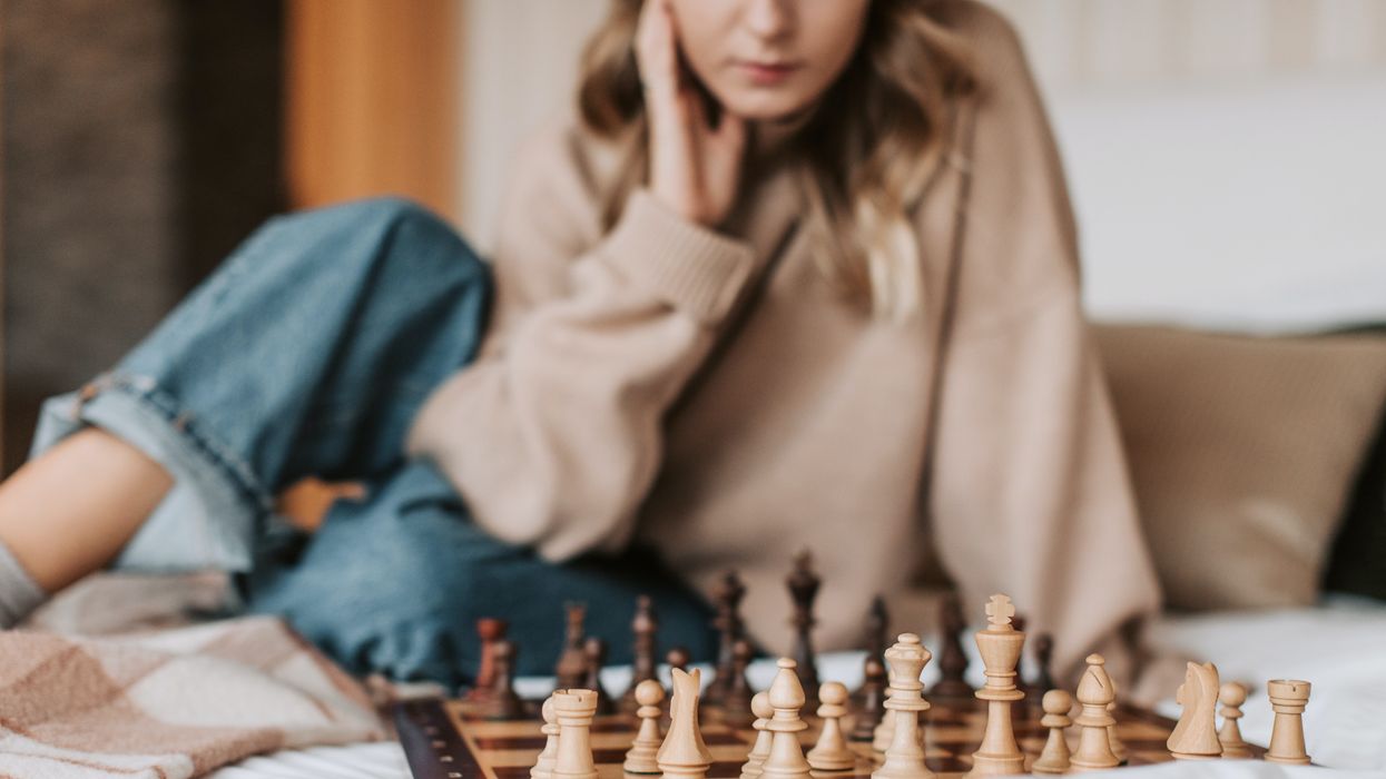 Woman playing chess