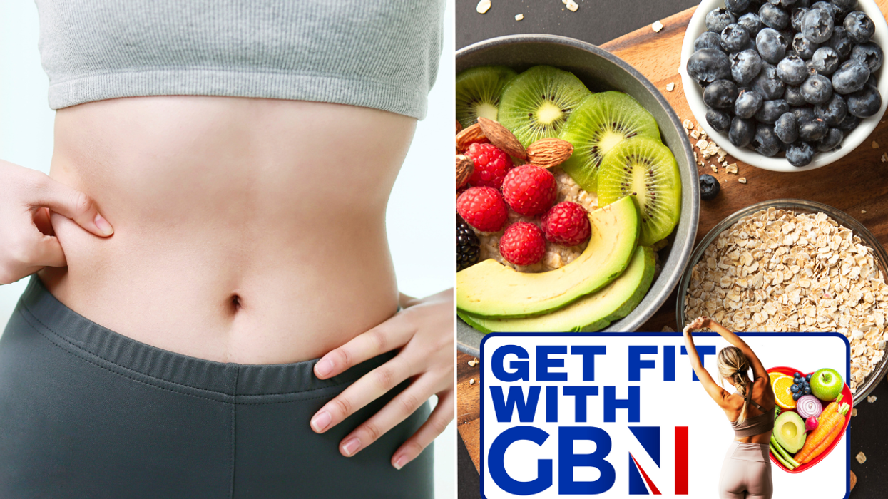 Woman's abs / breakfast foods