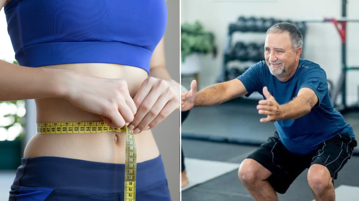 Woman's abs / man squatting