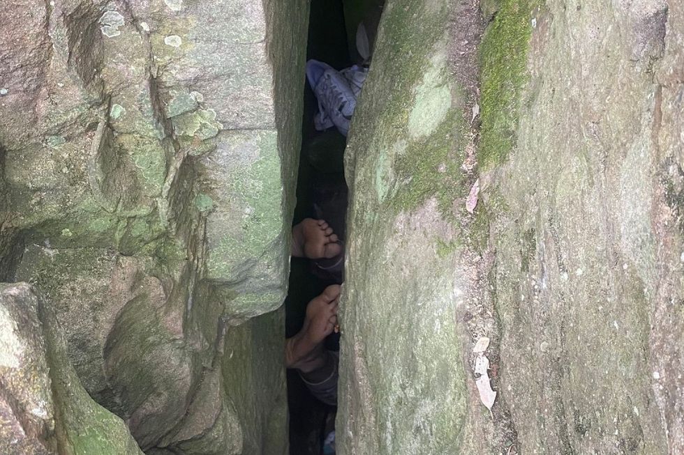 Woman's feet shown after she fell 3 metres down a crevasse