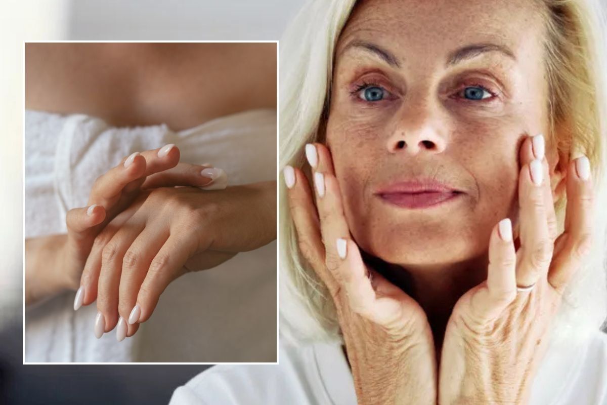 Woman's hands / Middle-aged woman touching face