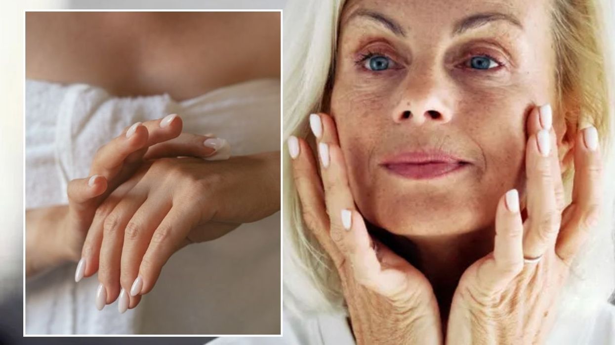Woman's hands / Middle-aged woman touching face