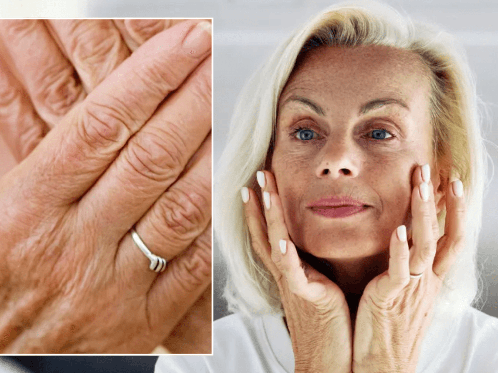 Woman's hands / woman touching face