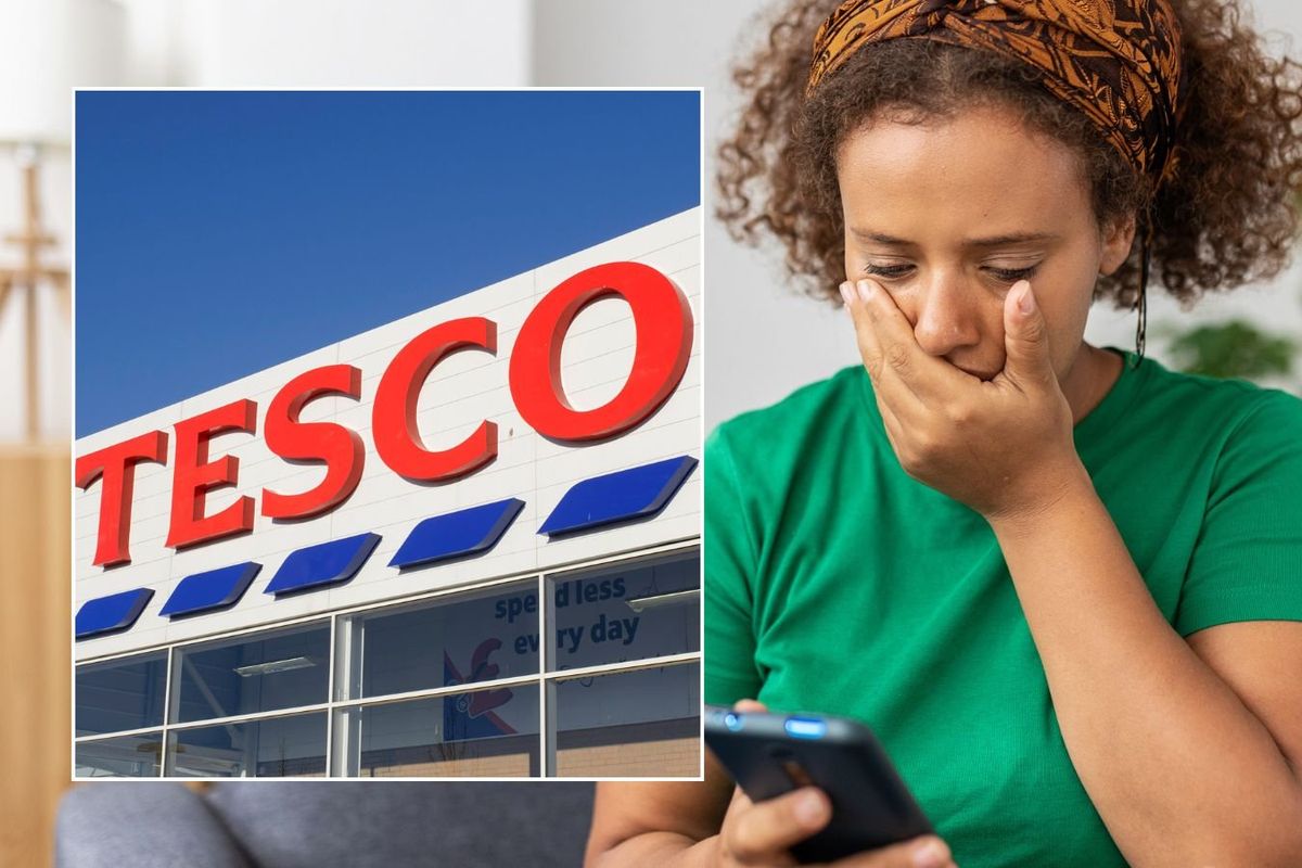 Woman shocked and Tesco supermarket