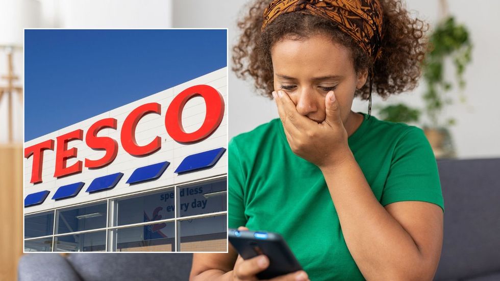 Woman shocked and Tesco supermarket