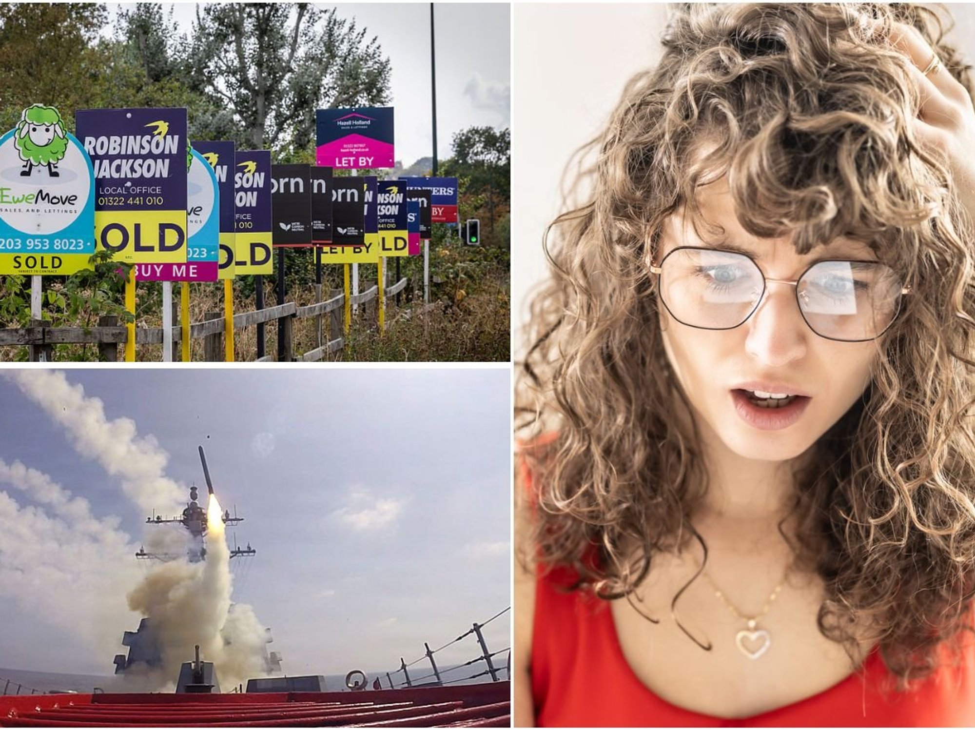 Woman shocked, property sale signs and US Operation Epic Fury against Iran
