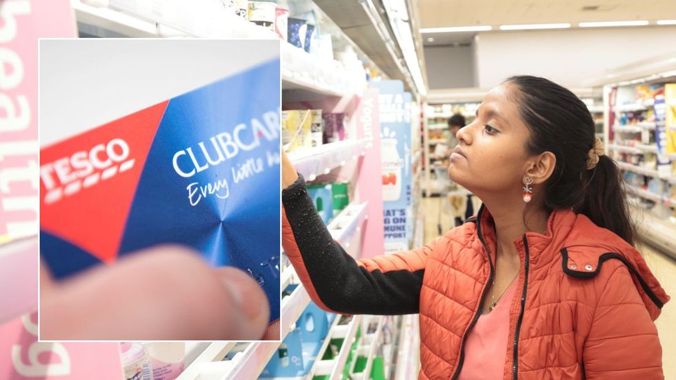 Woman shopping and Tesco CLubcard