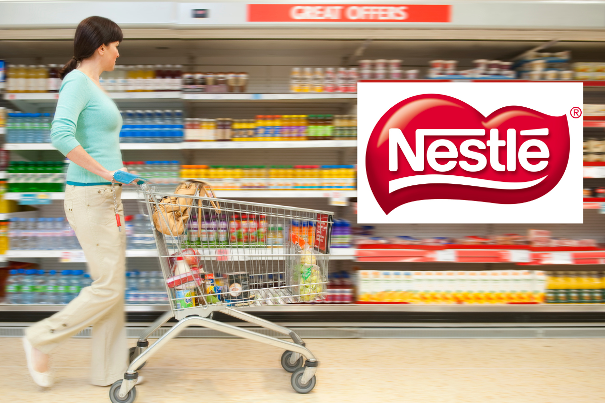 Woman shopping / Nestle logo