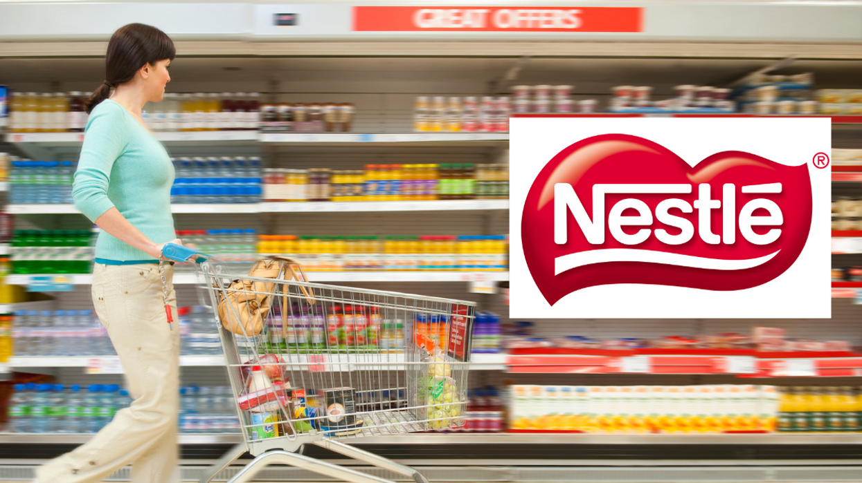 Woman shopping / Nestle logo
