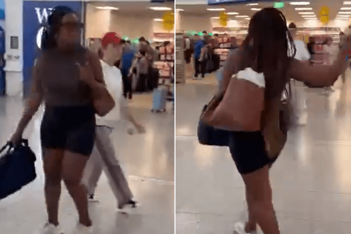 Woman shouting 'Free Palestine' in Stansted Airport arrivals
