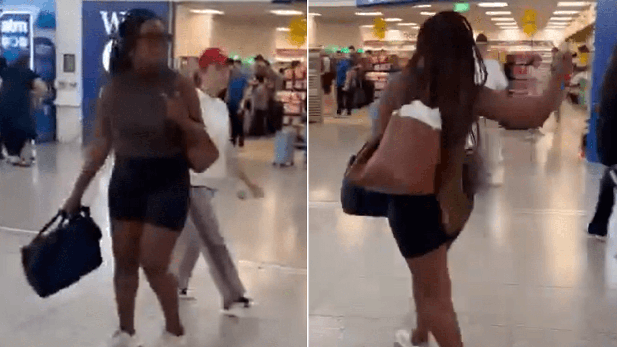 Woman shouting 'Free Palestine' in Stansted Airport arrivals