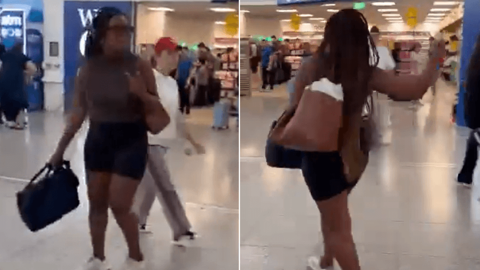 Woman shouting 'Free Palestine' in Stansted Airport arrivals