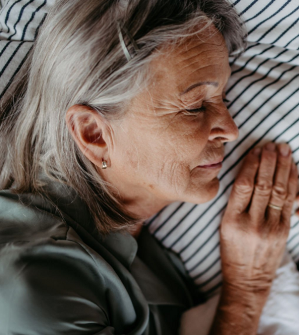 Sleeping woman on a pillow