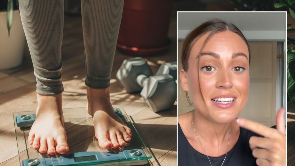 Woman standing on scales / Rosie Winter