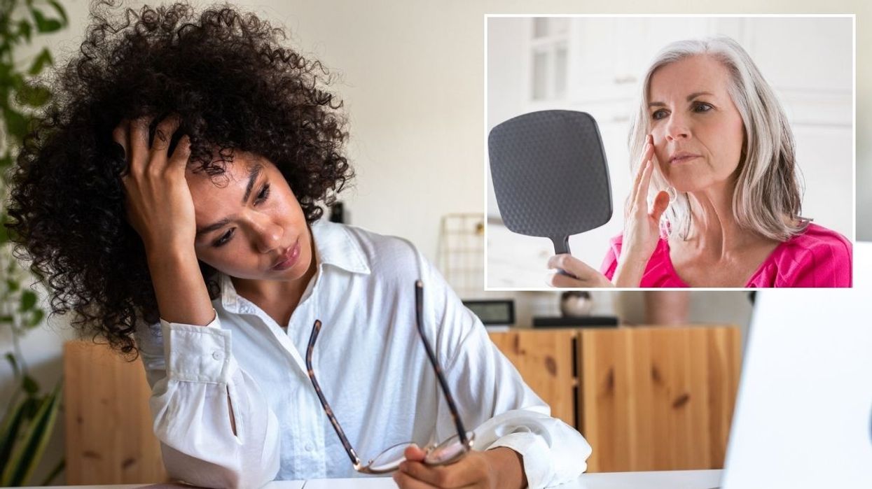 Woman stressed / Woman looking in mirror