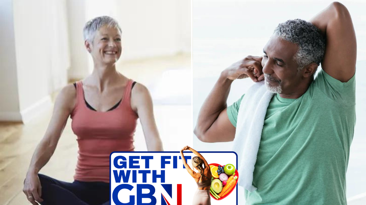 Woman stretching / man stretching