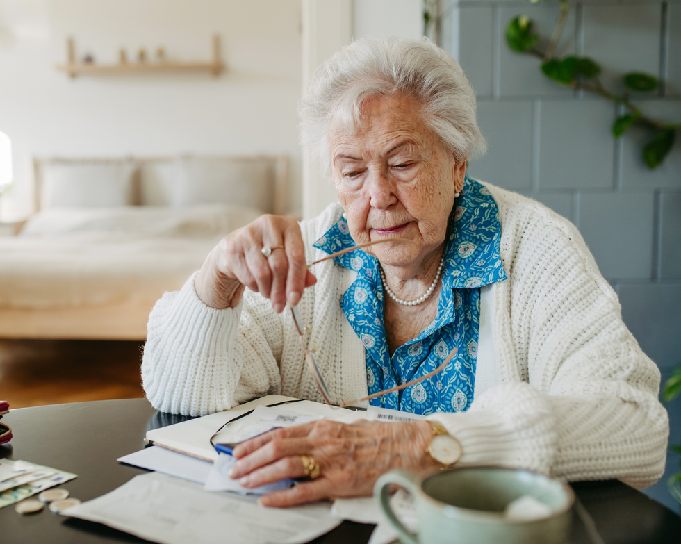 Woman studying papers