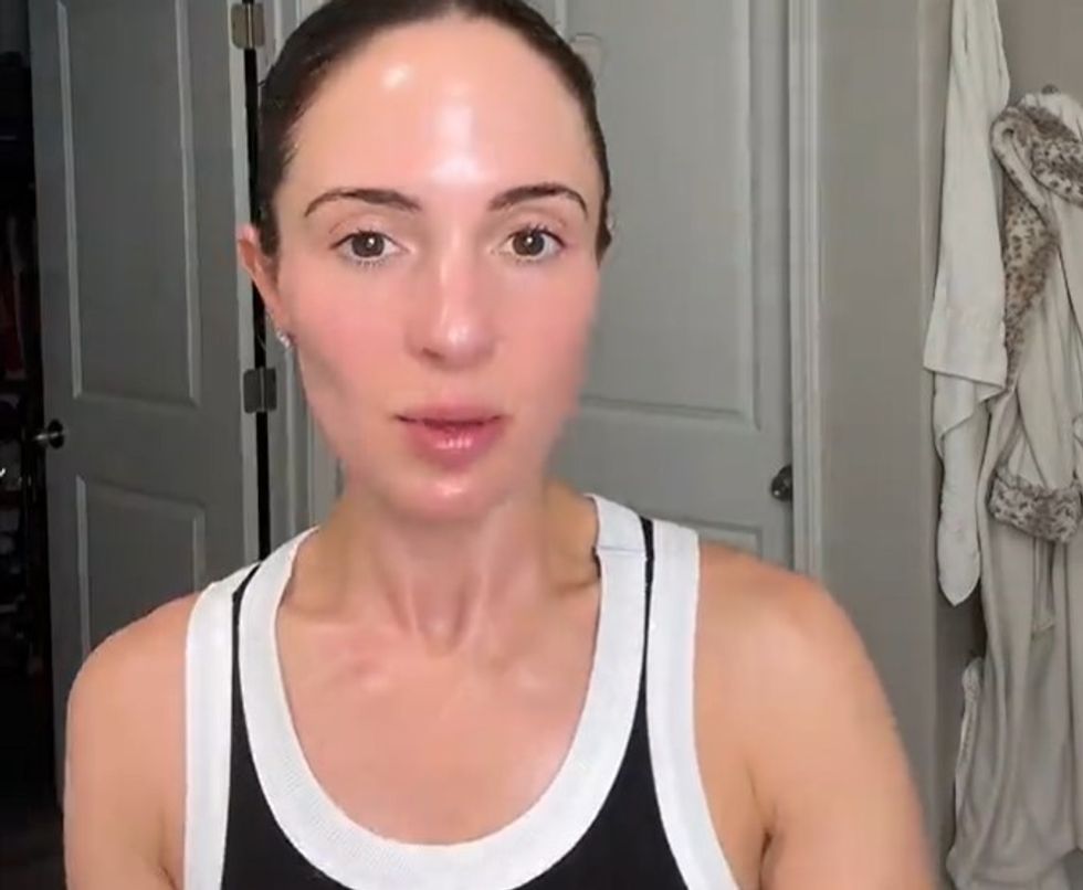 Woman talking to camera
