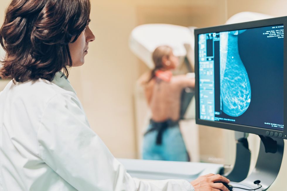 Woman undergoing a mammogram