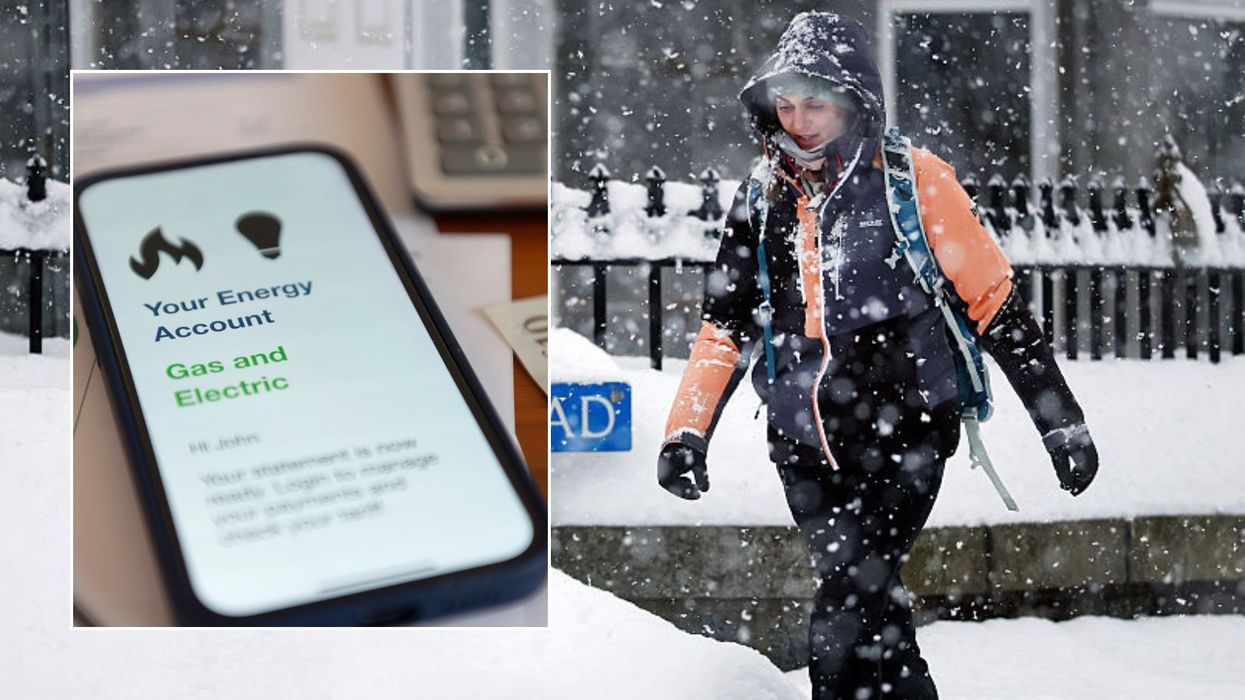 Woman walking in the cold and energy bill