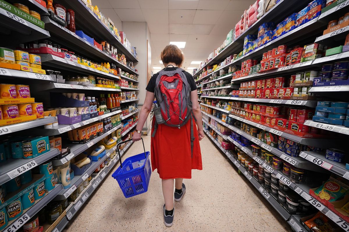 Woman walking with shopping basket