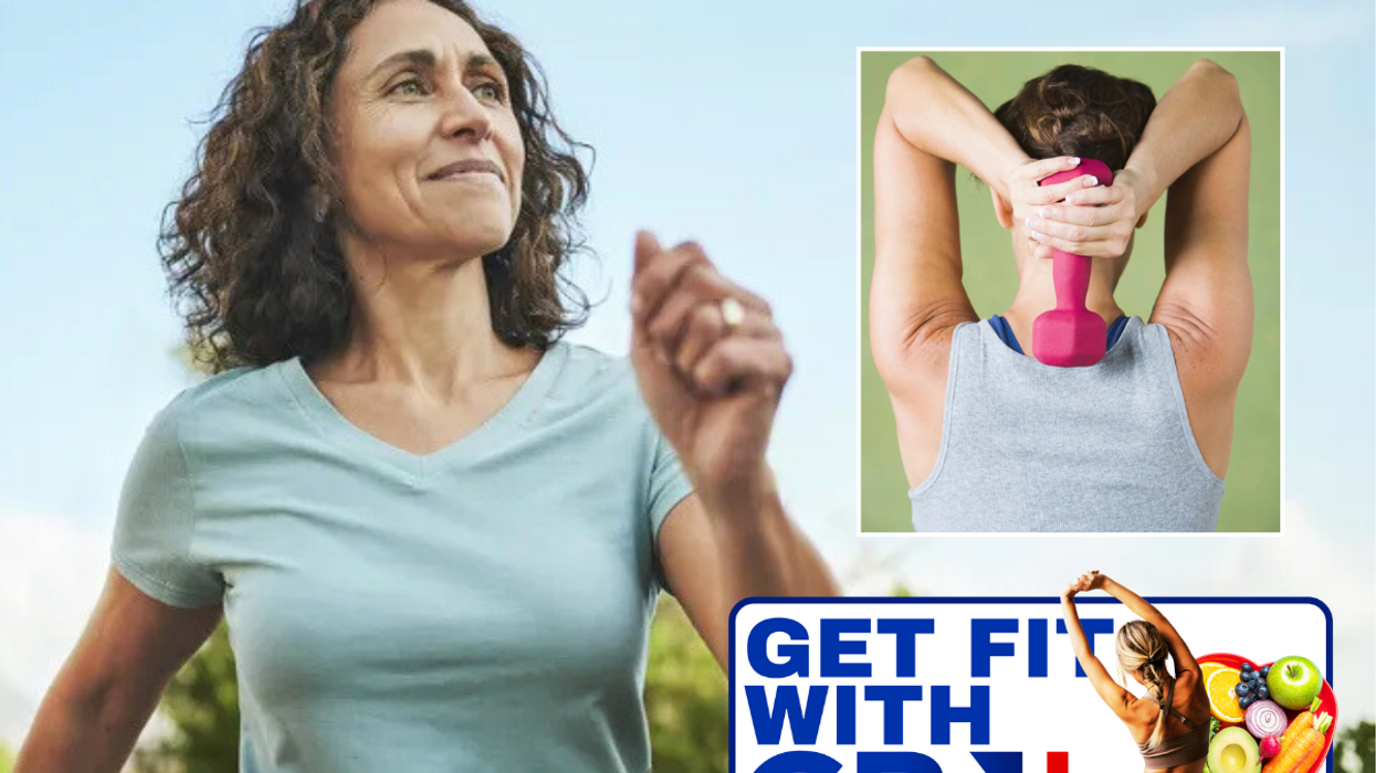 woman walking / woman using dumbbell