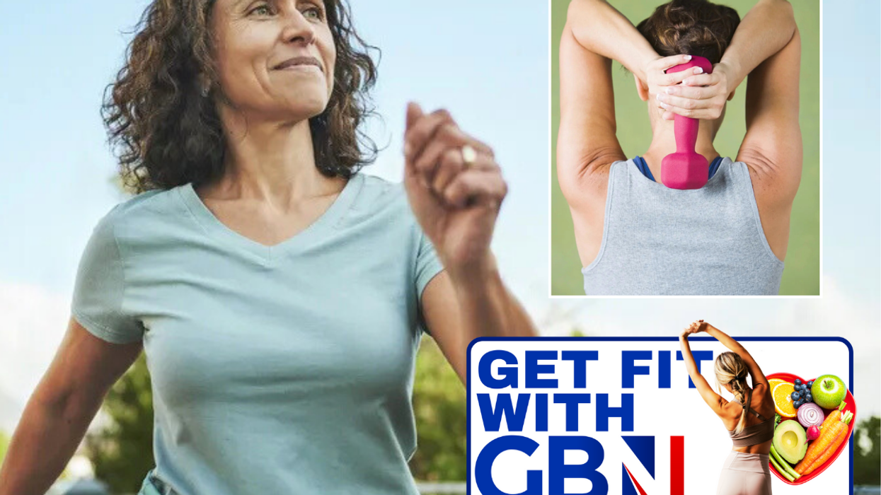 woman walking / woman using dumbbell
