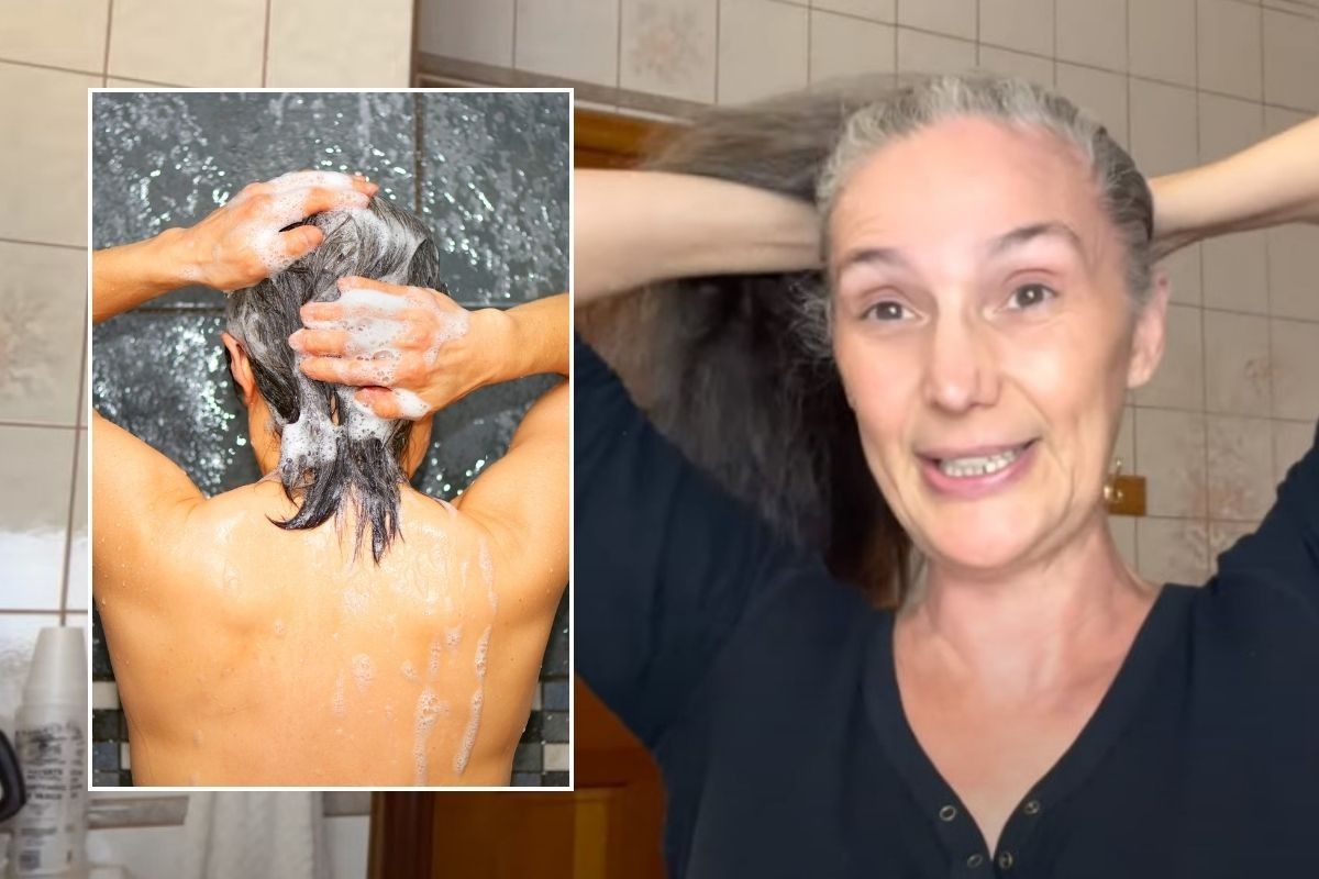 woman washing hair in showerr