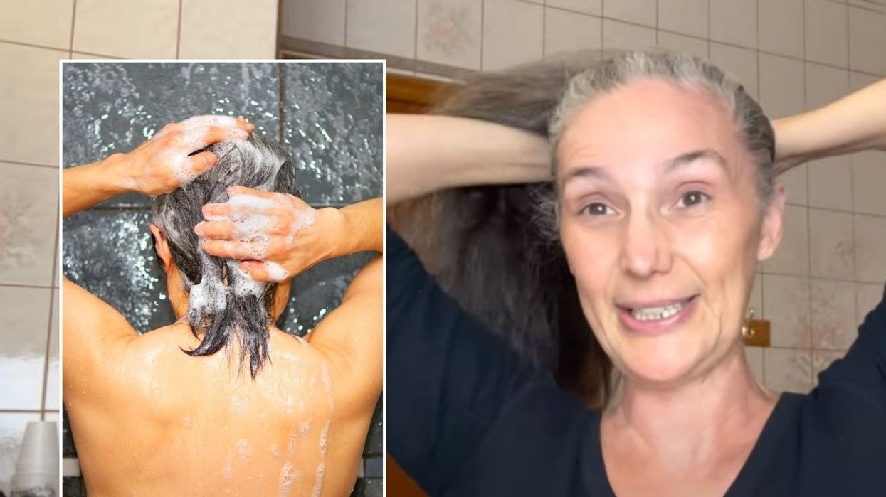 woman washing hair in showerr