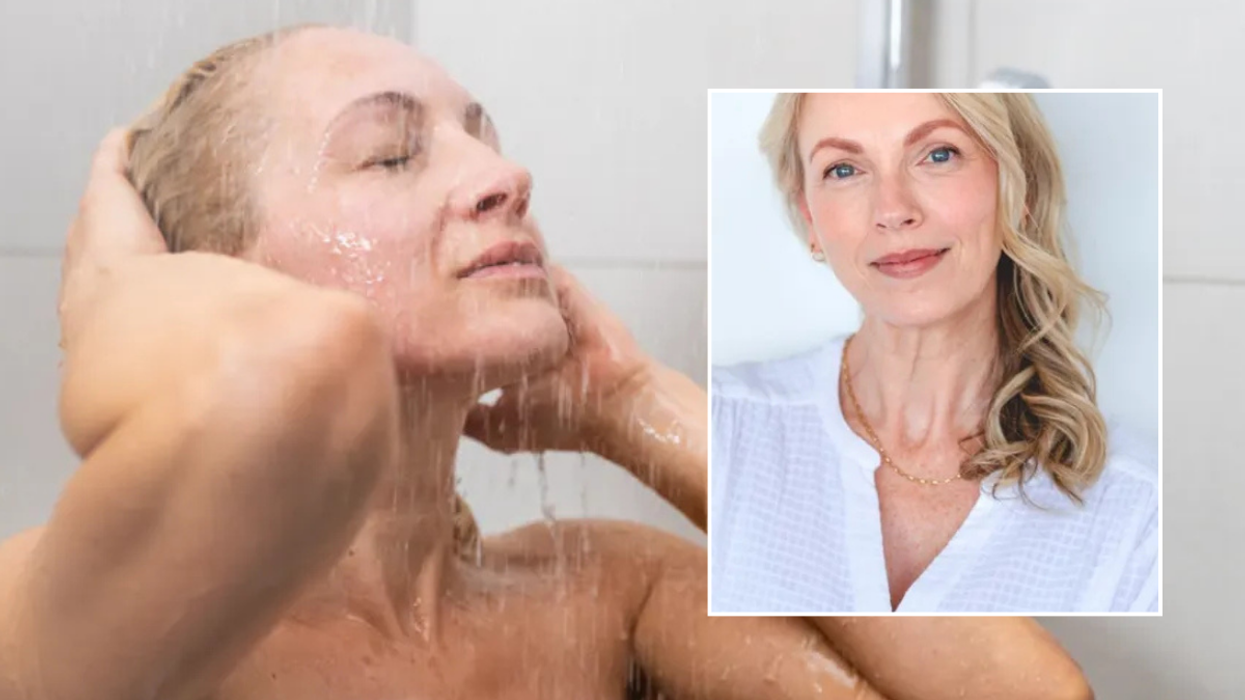 Woman washing hair / woman with blonde hair