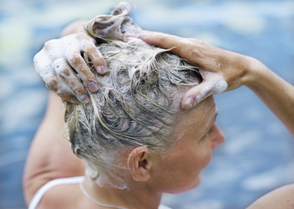 Woman washing hair