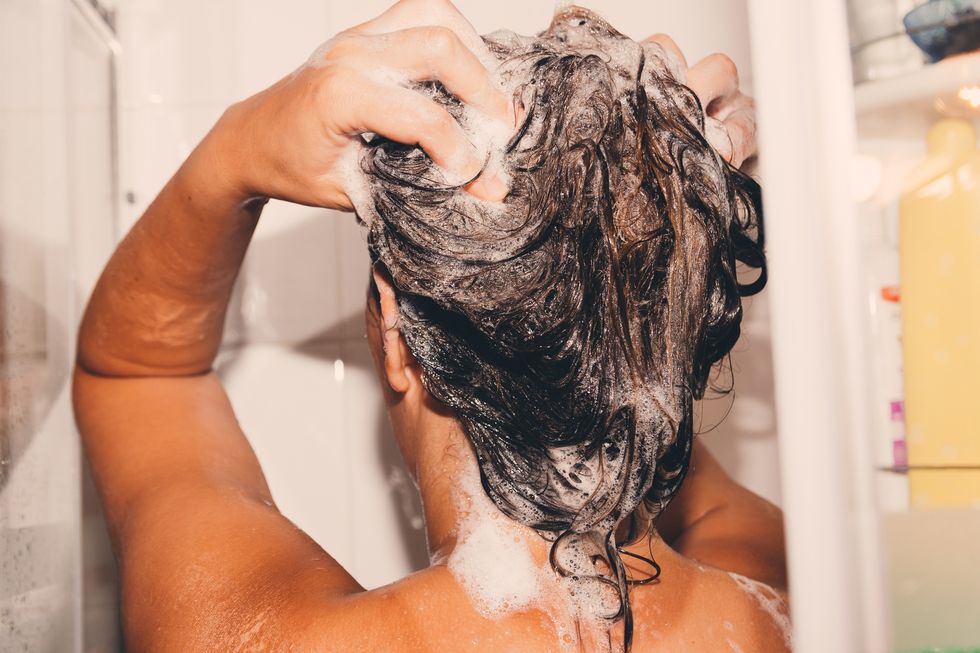 Woman washing her hair