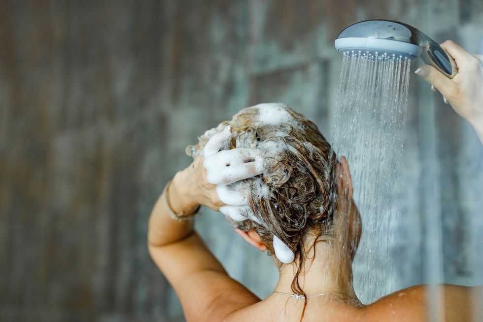 Woman washing her hair