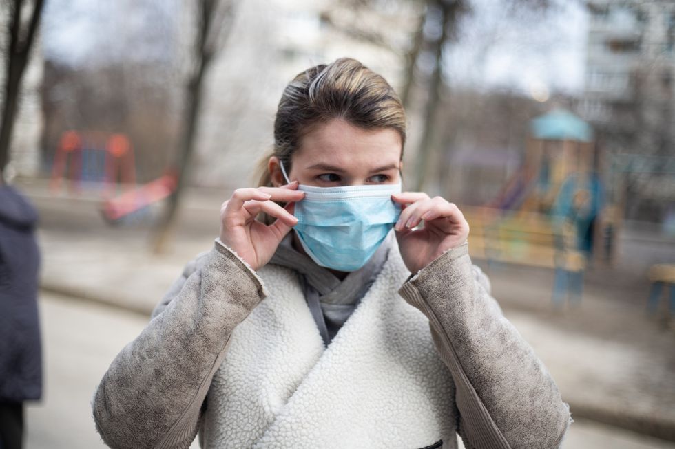 Woman wearing a mask