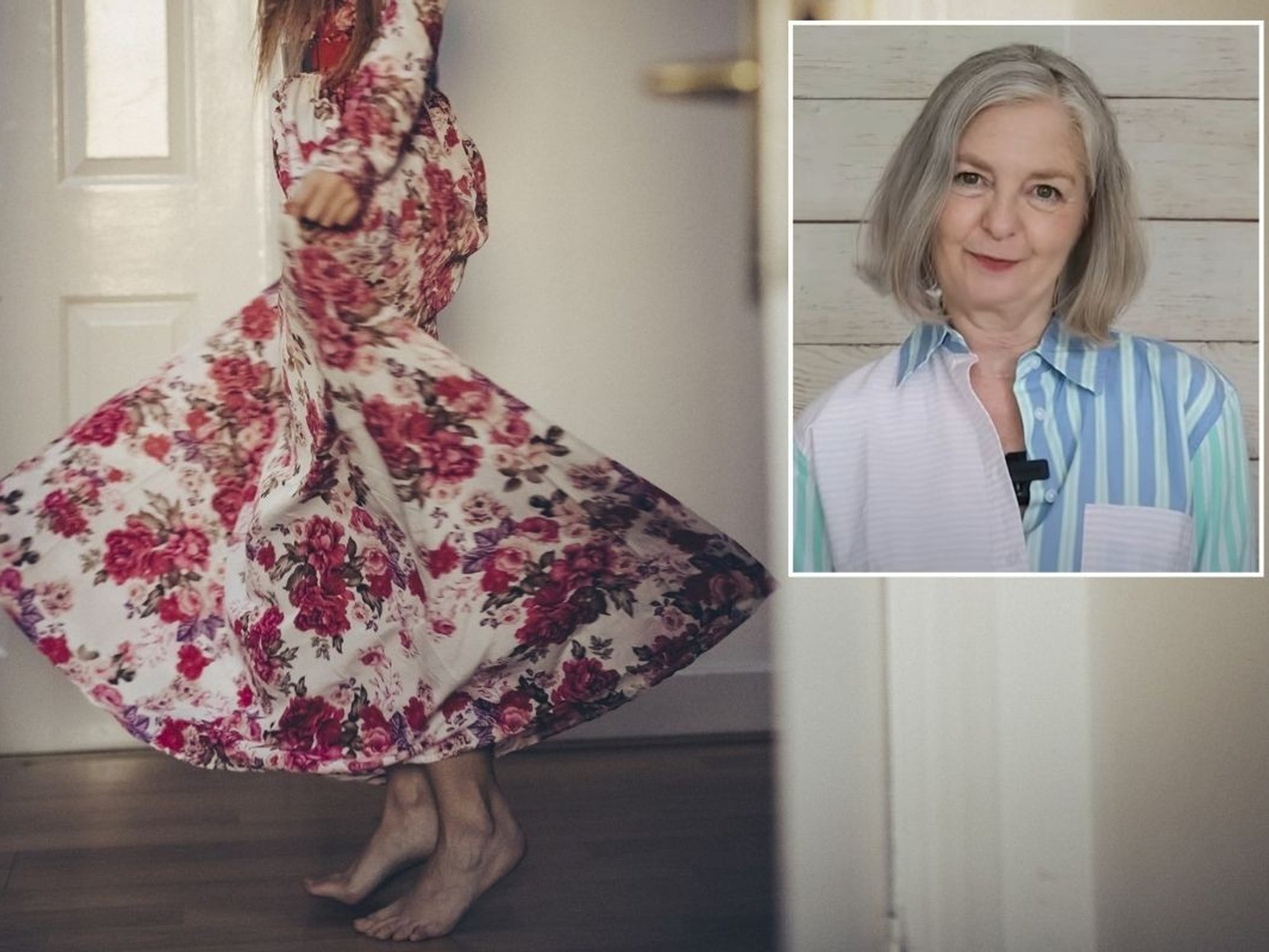 Woman wearing floral dress / Annemarie