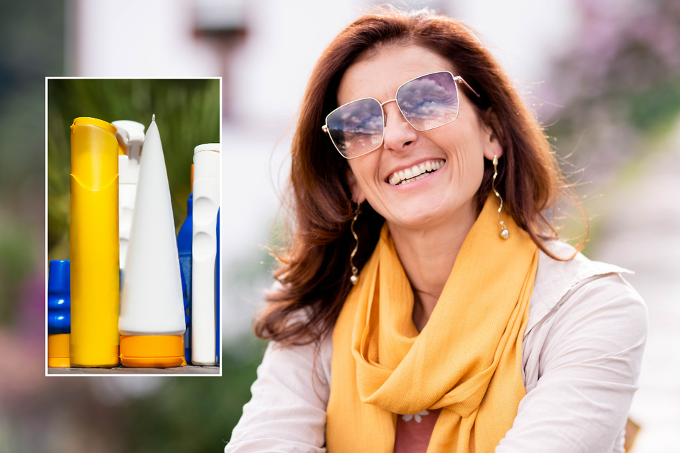 Woman wearing sunglasses / sunscreen