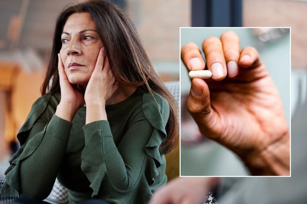 Woman with ADHD and pill