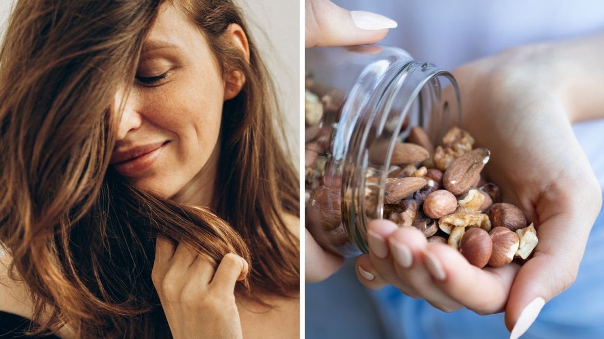 Woman with beautiful hair / nuts